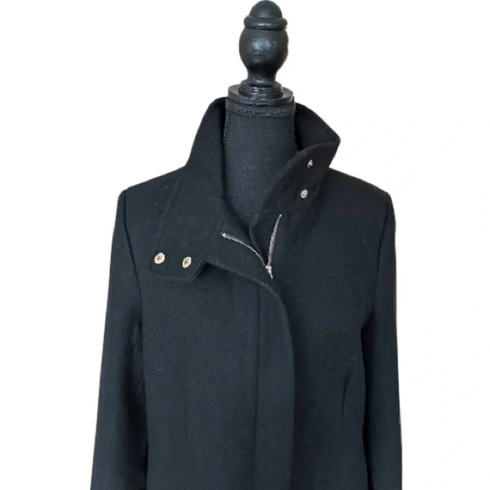Le Chateau Classic Black Wool Blend Coat - Picture 3 of 7
